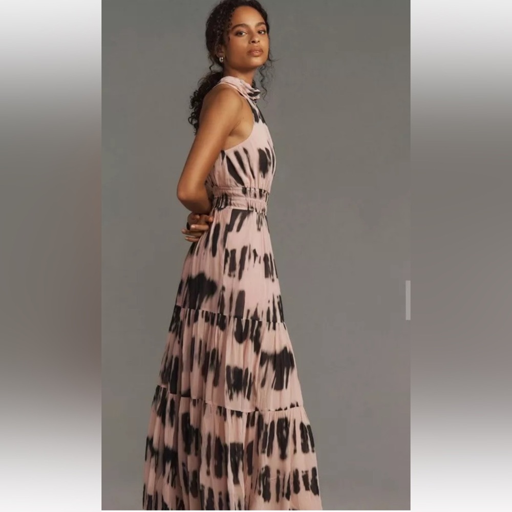 Anthropologie Pink and Black Halter Maxi Dress - Picture 4 of 7